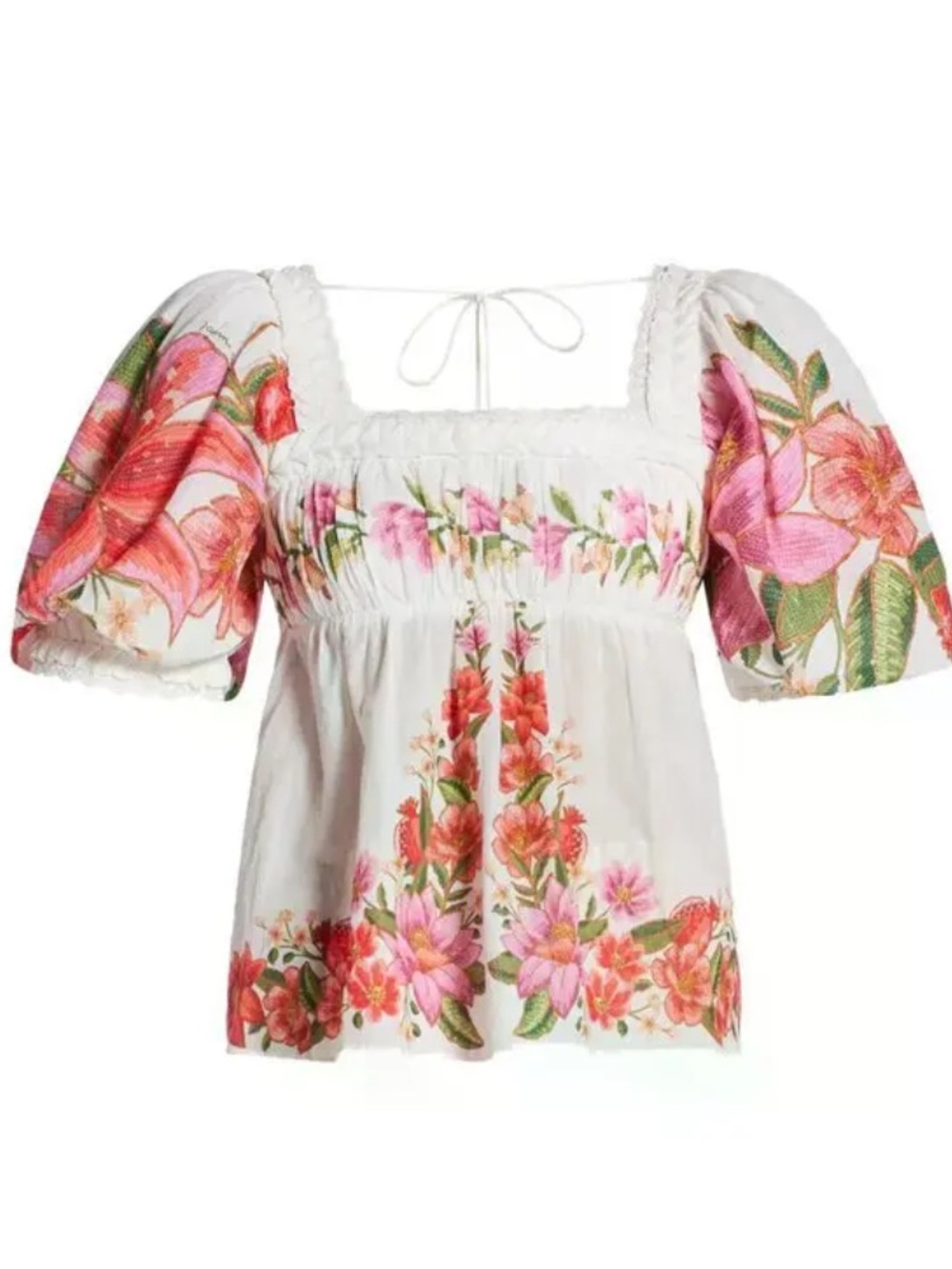 Farm Rio White Cotton Summer Fruit Blouse Medium